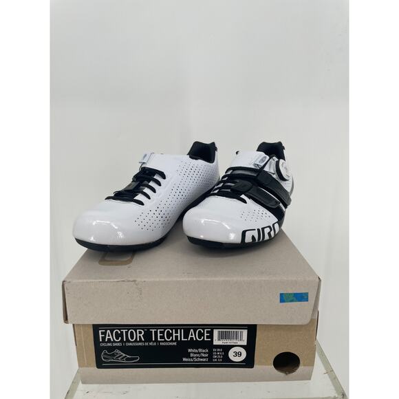 Giro Mens Factor Techlace Cycling Shoes 6.5M White Carbon Fiber Outsole 7077044